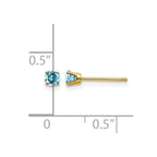 14k 3mm Round December/Blue Topaz Post Earrings