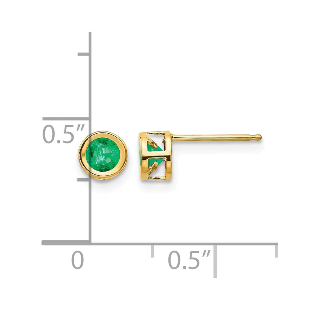14k 4mm Round Bezel May/Emerald Post Earrings