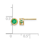 14k 4mm Round Bezel May/Emerald Post Earrings