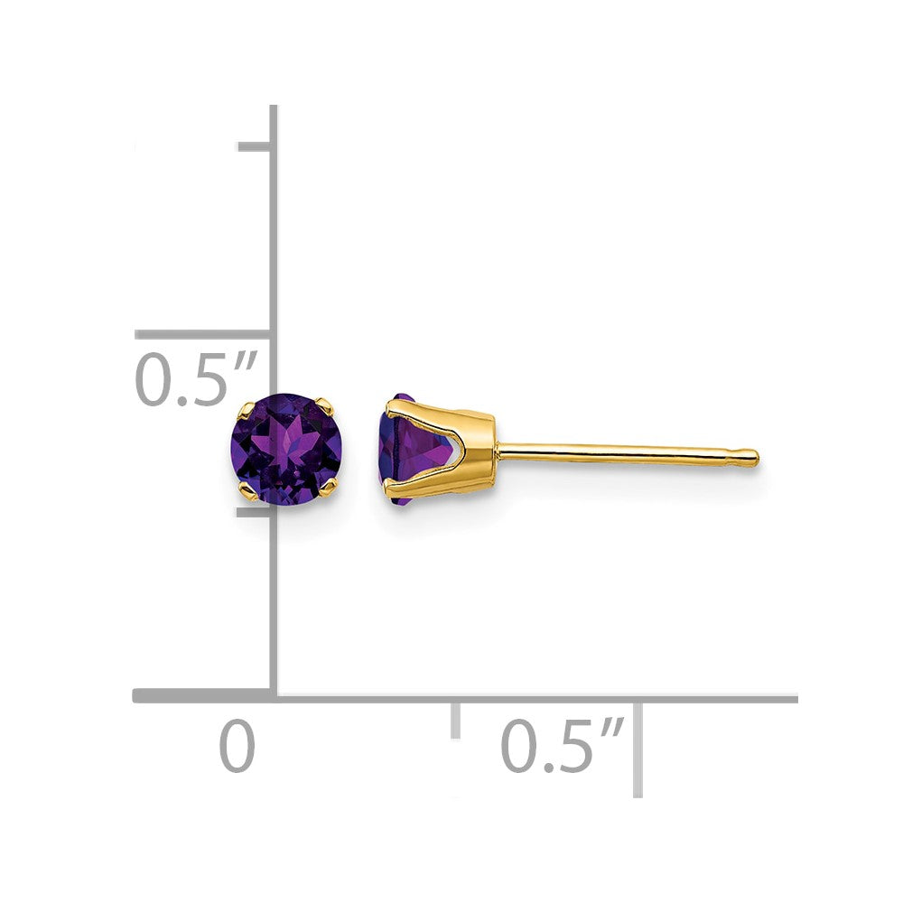 14k 4mm Round February/Amethyst Post Earrings