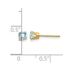 14k 4mm Round March/Aquamarine Post Earrings