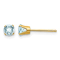 14k 4mm Round March/Aquamarine Post Earrings