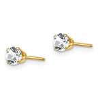 14k 4mm Round April/White Topaz Post Earrings