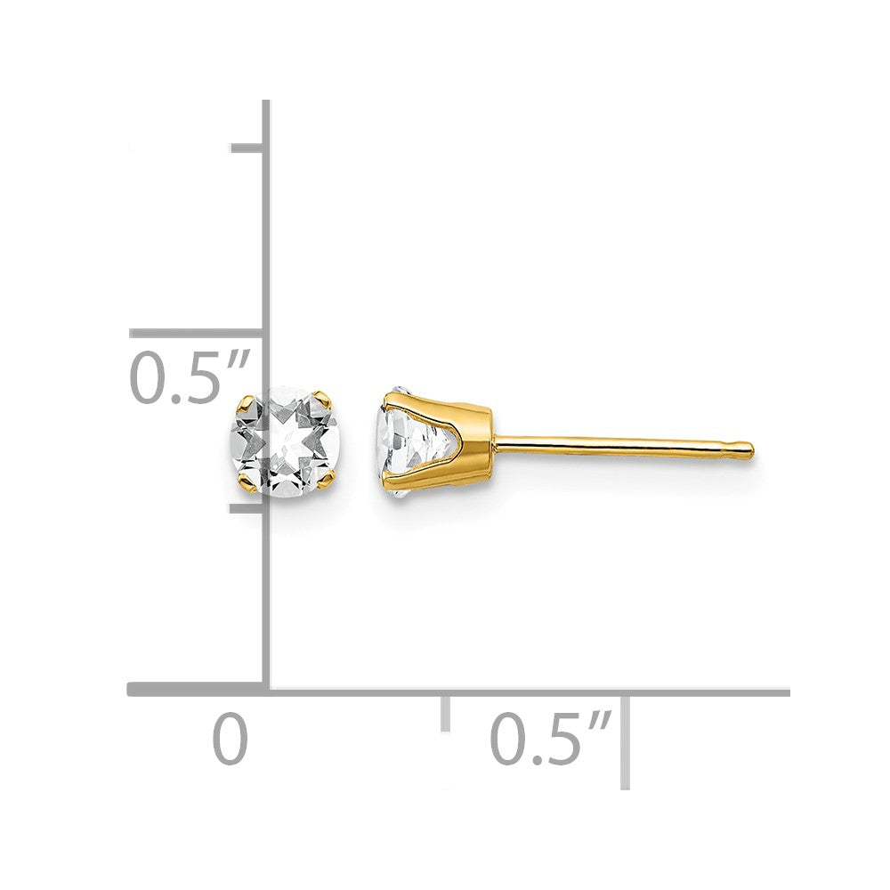 14k 4mm Round April/White Topaz Post Earrings
