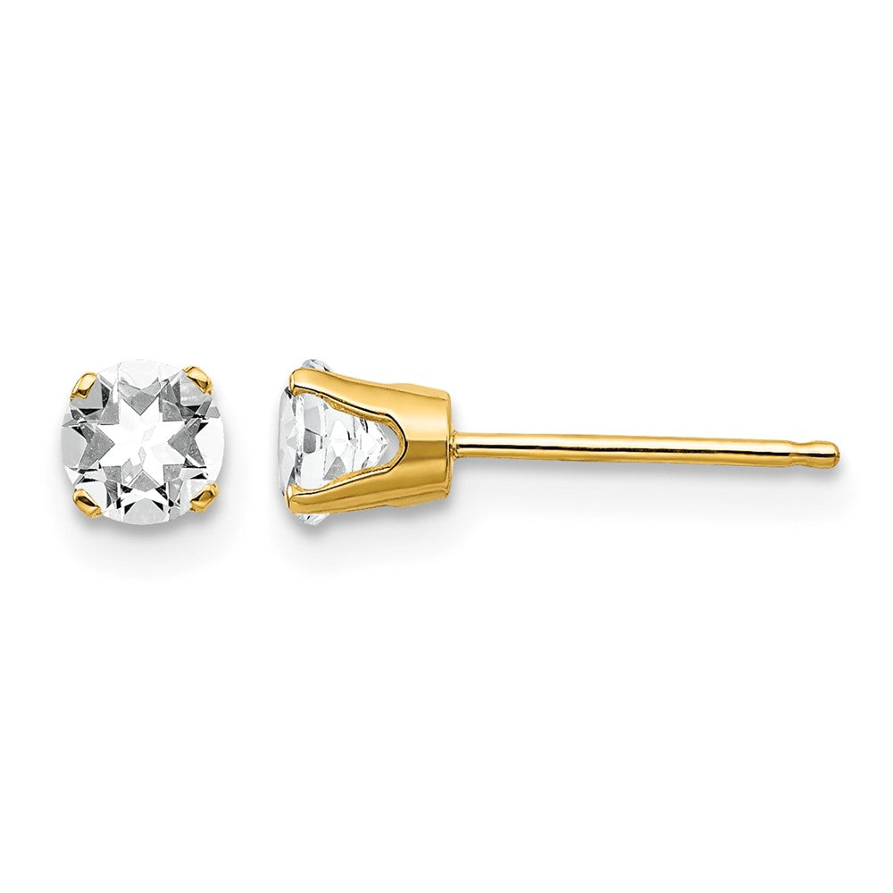 14k 4mm Round April/White Topaz Post Earrings