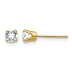 14k 4mm Round April/White Topaz Post Earrings