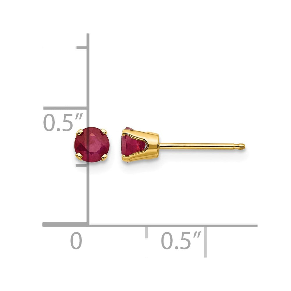 14k 4mm Round July/Ruby Post Earrings