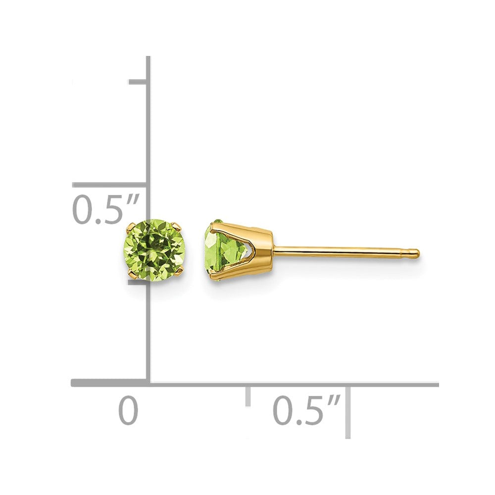 14k 4mm Round August/Peridot Post Earrings
