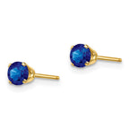 14k 4mm Round September/Sapphire Post Earrings