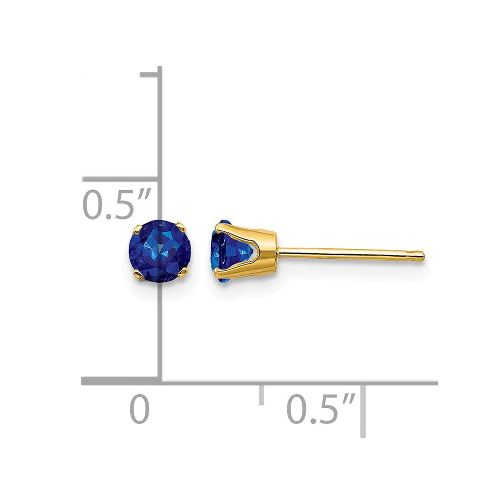 14k 4mm Round September/Sapphire Post Earrings