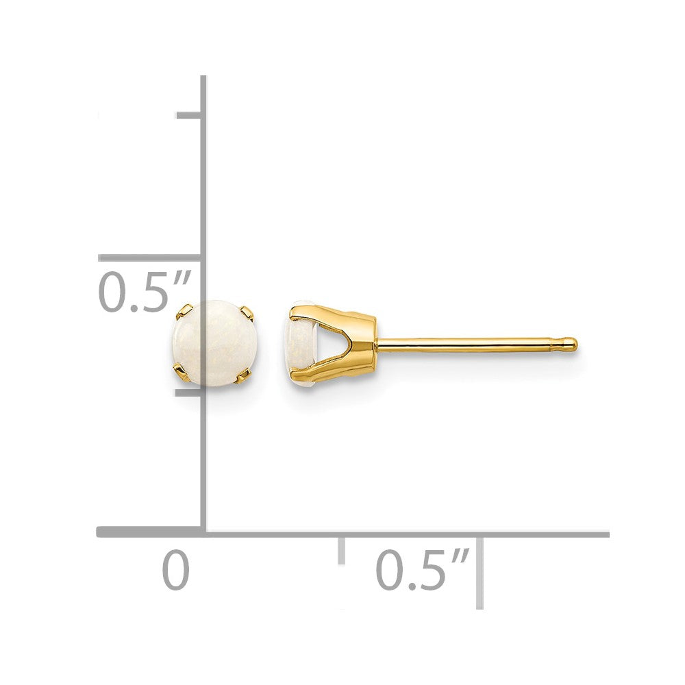 14k 4mm Round October/Opal Post Earrings