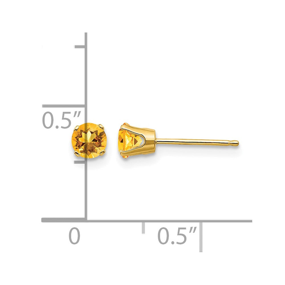 14k 4mm Round November/Citrine Post Earrings