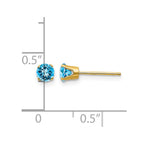 14k 4mm Round December/Blue Topaz Post Earrings
