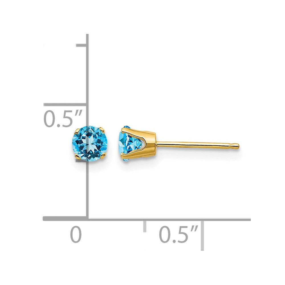 14k 4mm Round December/Blue Topaz Post Earrings