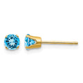 14k 4mm Round December/Blue Topaz Post Earrings