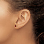 14k 5mm Round Garnet Earrings - January