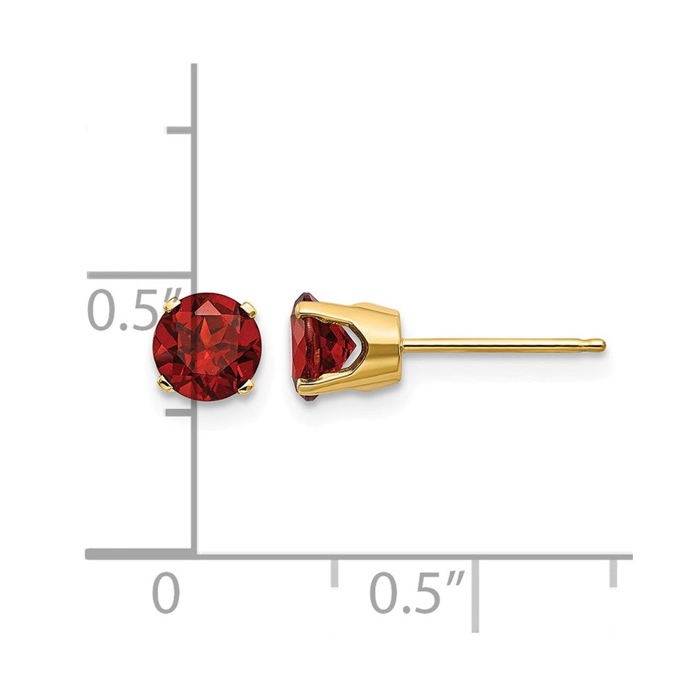 14k 5mm Round Garnet Earrings - January