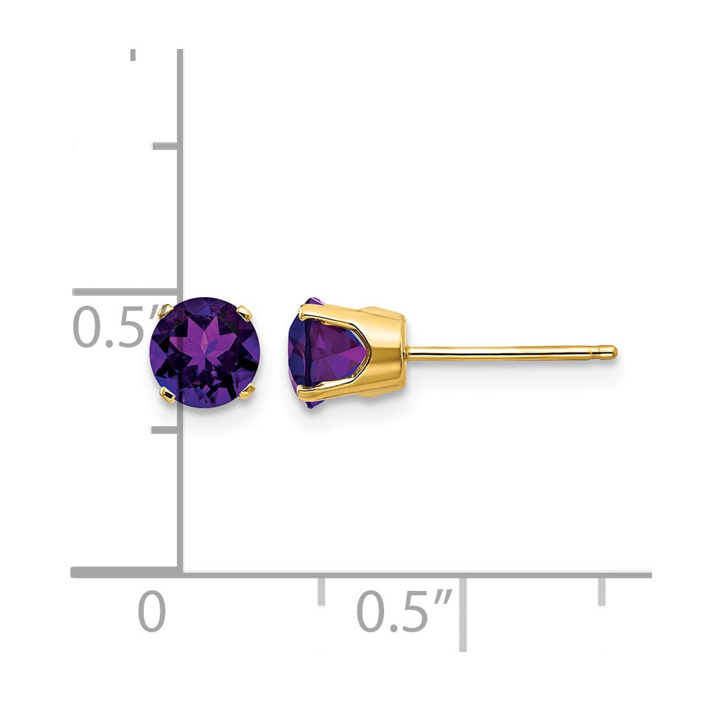 14k 5mm Round Amethyst Earrings - February