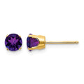 14k 5mm Round Amethyst Earrings - February