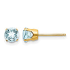 14k 5mm Round Aquamarine Earrings - March