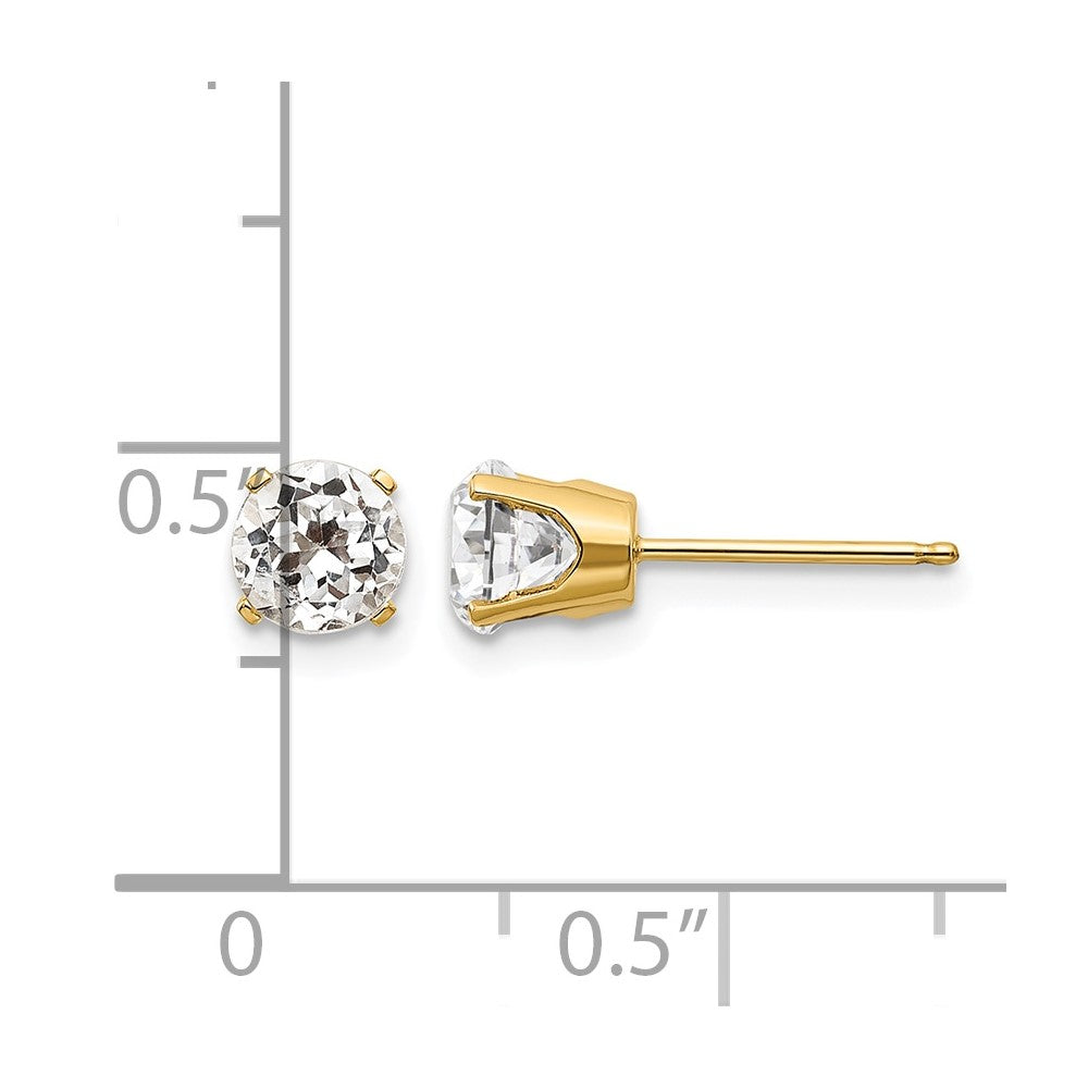 14k 5mm Round White Topaz Earrings - April
