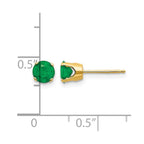 14k 5mm Round Natural Emerald Earrings - May