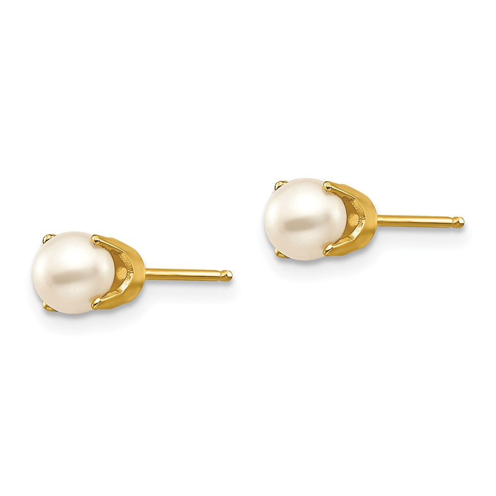 14k 5mm Round Freshwater Cultured Pearl Earrings - June