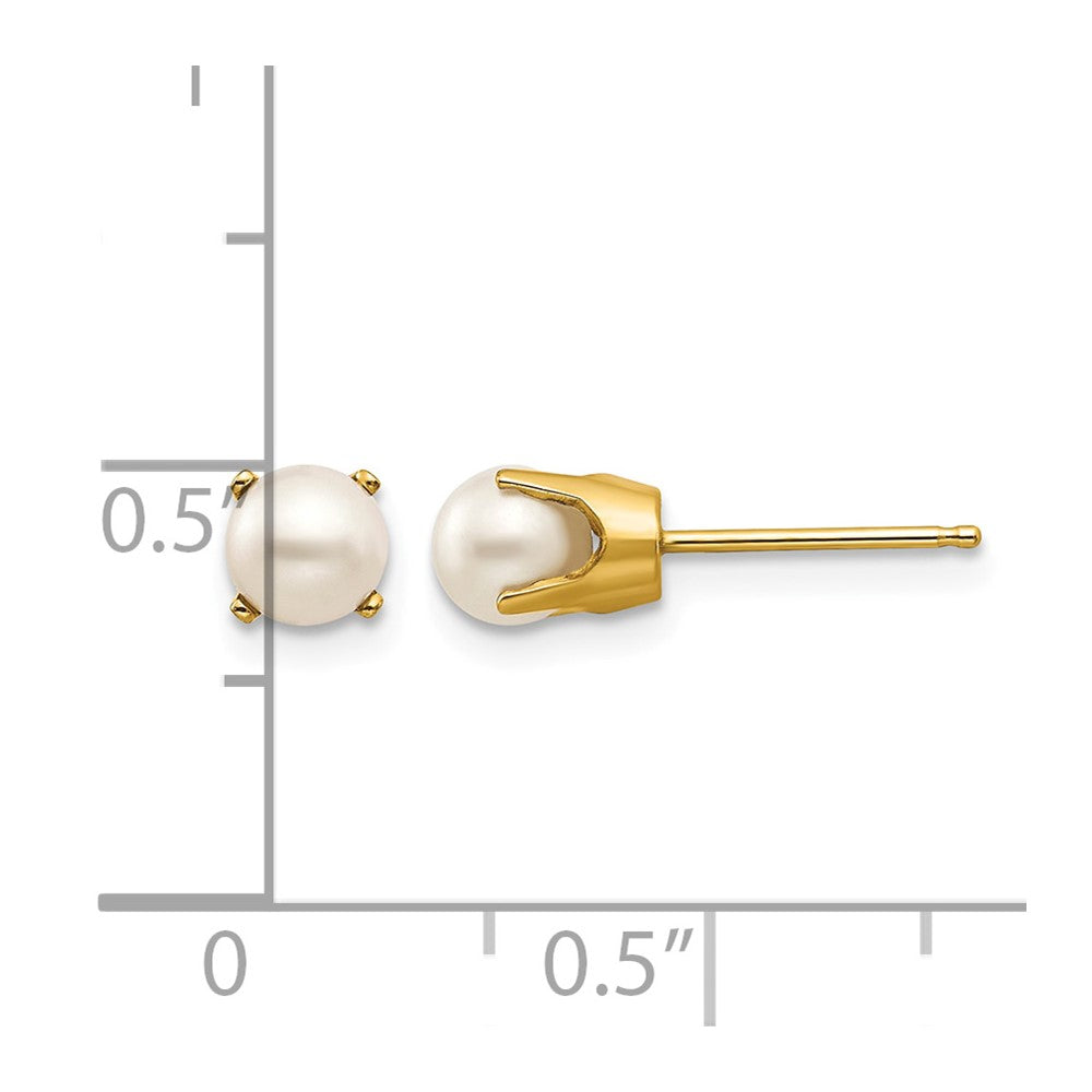 14k 5mm Round Freshwater Cultured Pearl Earrings - June
