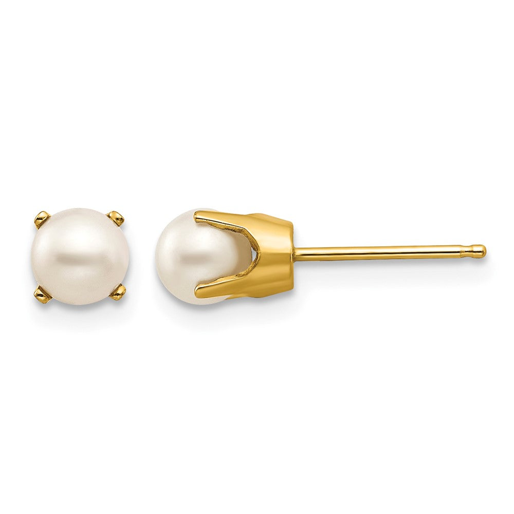 14k 5mm Round Freshwater Cultured Pearl Earrings - June