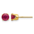 14k 5mm Round Ruby Earrings - July