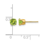 14k 5mm Round Peridot Earrings - August