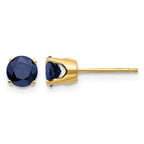 14k 5mm Round Natural Sapphire Earrings - September
