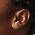 14k 4mm Round Bezel July/Ruby Post Earrings