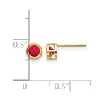 14k 4mm Round Bezel July/Ruby Post Earrings