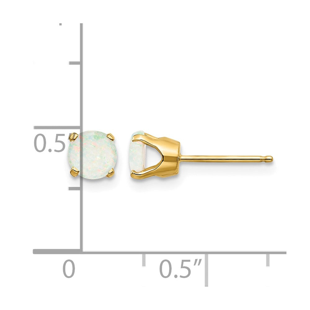 14k 5mm Round Opal Earrings - October