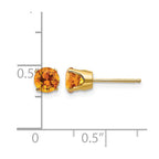 14k 5mm Round Citrine Earrings - November