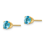14k 5mm Round Blue Topaz Earrings - December
