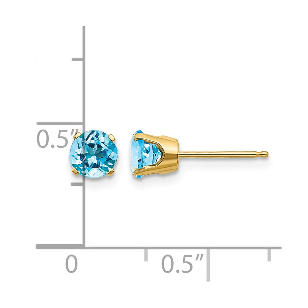 14k 5mm Round Blue Topaz Earrings - December