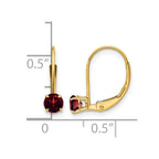 14k 4mm Round January/Garnet Leverback Earrings
