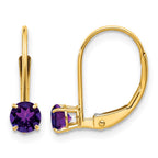14k 4mm Round February/Amethyst Leverback Earrings