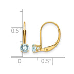 14k 4mm Round March/Aquamarine Leverback Earrings