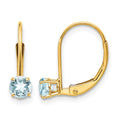 14k 4mm Round March/Aquamarine Leverback Earrings