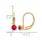 14k 4mm Round July/Ruby Leverback Earrings