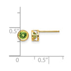 14k 4mm Round Bezel August/Peridot Post Earrings