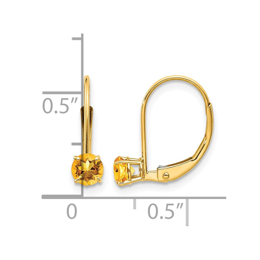 14k 4mm Round November/Citrine Leverback Earrings