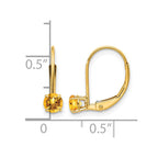 14k 4mm Round November/Citrine Leverback Earrings