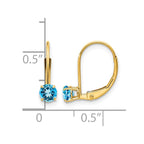 14k 4mm Round December/Blue Topaz Leverback Earrings
