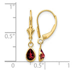 14k 6x4mm Pear Bezel January/Garnet Leverback Earrings