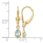 14k 6x4mm Pear Bezel March/Aquamarine Leverback Earrings