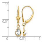 14k 6x4mm Pear Bezel April/White Topaz Leverback Earrings